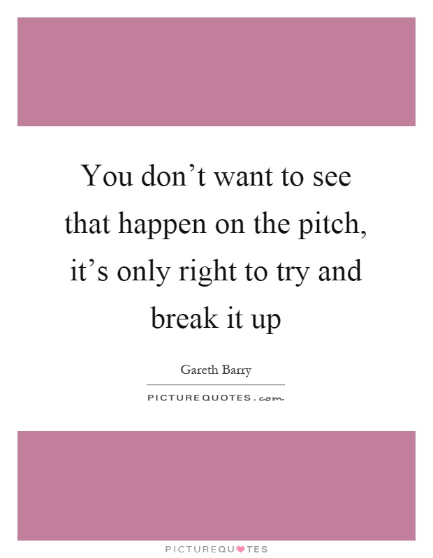 You don't want to see that happen on the pitch, it's only right to try and break it up Picture Quote #1