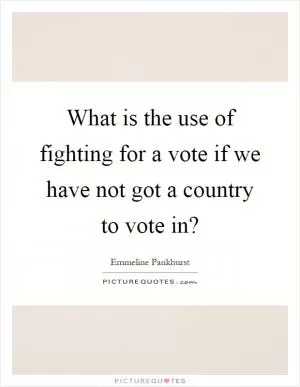 What is the use of fighting for a vote if we have not got a country to vote in? Picture Quote #1
