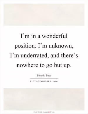 I’m in a wonderful position: I’m unknown, I’m underrated, and there’s nowhere to go but up Picture Quote #1