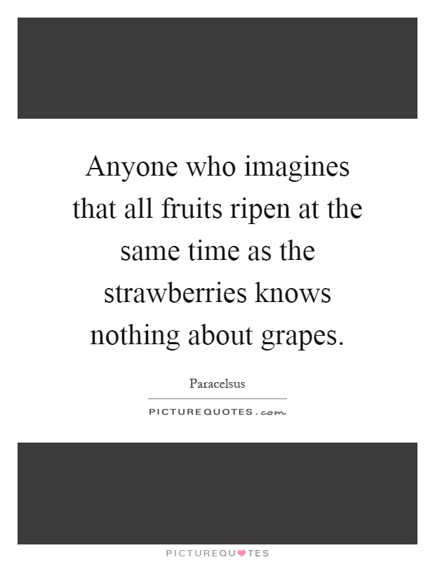 Anyone who imagines that all fruits ripen at the same time as the strawberries knows nothing about grapes Picture Quote #1