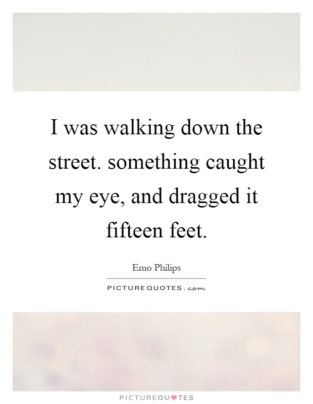 I was walking down the street. something caught my eye, and dragged it fifteen feet Picture Quote #1