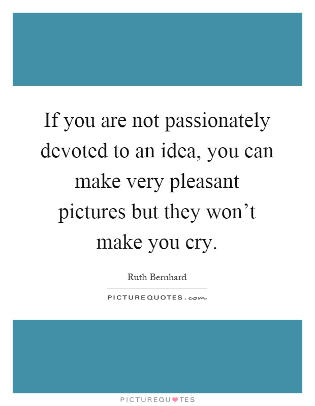 If you are not passionately devoted to an idea, you can make very pleasant pictures but they won't make you cry Picture Quote #1