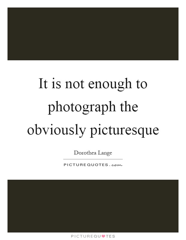 It is not enough to photograph the obviously picturesque Picture Quote #1