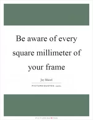 Be aware of every square millimeter of your frame Picture Quote #1