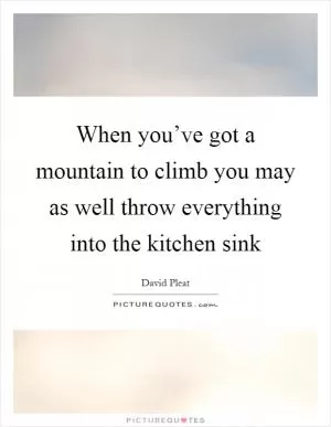 When you’ve got a mountain to climb you may as well throw everything into the kitchen sink Picture Quote #1