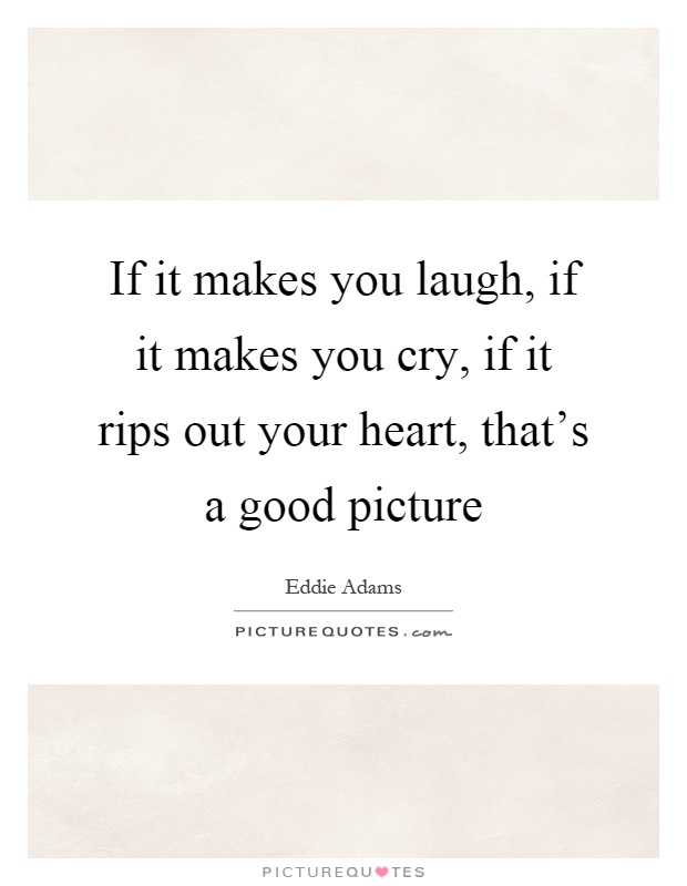 If it makes you laugh, if it makes you cry, if it rips out your heart, that's a good picture Picture Quote #1