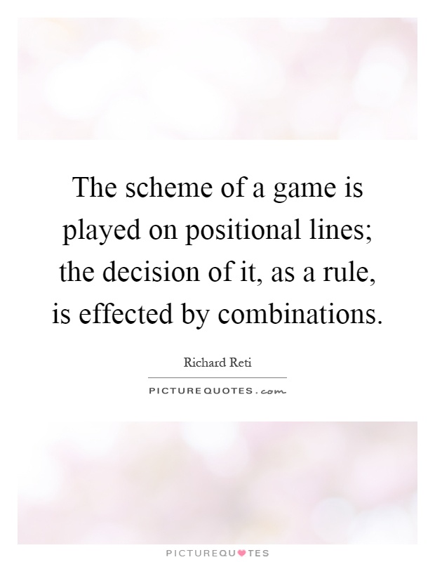 The scheme of a game is played on positional lines; the decision of it, as a rule, is effected by combinations Picture Quote #1