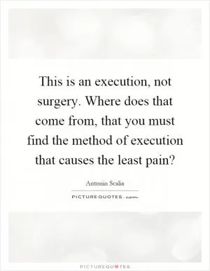 This is an execution, not surgery. Where does that come from, that you must find the method of execution that causes the least pain? Picture Quote #1