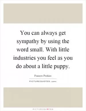 You can always get sympathy by using the word small. With little industries you feel as you do about a little puppy Picture Quote #1