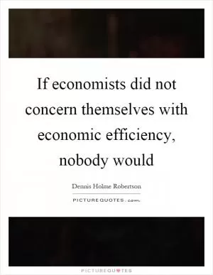 If economists did not concern themselves with economic efficiency, nobody would Picture Quote #1