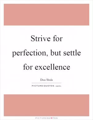 Strive for perfection, but settle for excellence Picture Quote #1
