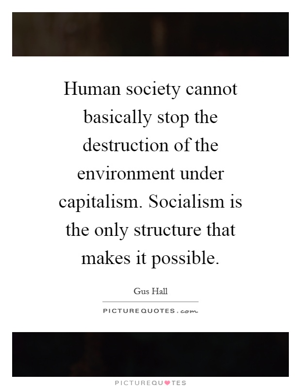 Human society cannot basically stop the destruction of the environment under capitalism. Socialism is the only structure that makes it possible Picture Quote #1