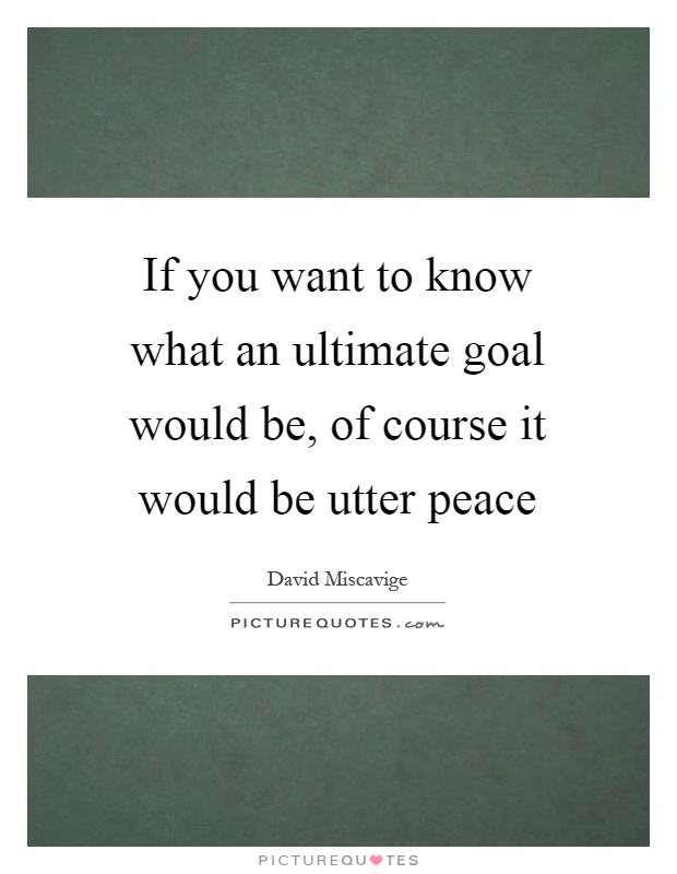 If you want to know what an ultimate goal would be, of course it would be utter peace Picture Quote #1
