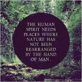 The human spirit needs places where nature has not been rearranged by the hand of man Picture Quote #1