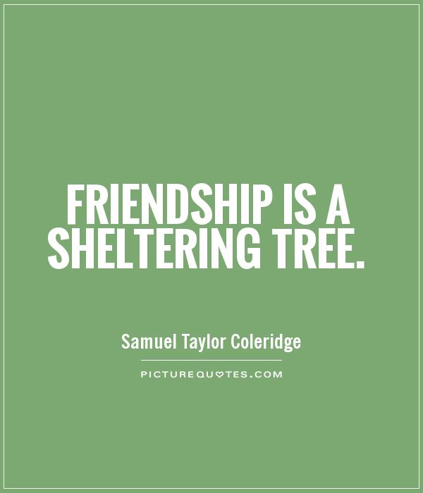Friendship is a sheltering tree Picture Quote #1