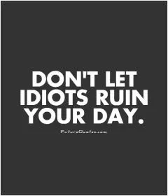Don't let idiots ruin your day Picture Quote #1