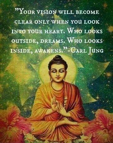Your vision will become clear only when you can look into your own heart. Who looks outside, dreams; who looks inside, awakes Picture Quote #1