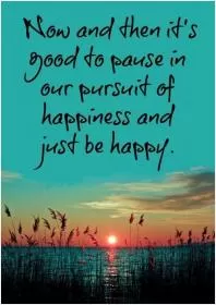 Now and then it's good to pause in the pursuit of happiness and just be happy Picture Quote #1