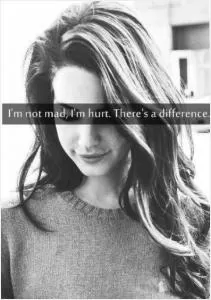 I'm not mad. I'm hurt. There's a difference Picture Quote #1