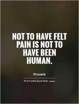 Not to have felt pain is not to have been human Picture Quote #1