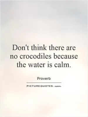 Don't think there are no crocodiles because the water is calm Picture Quote #1