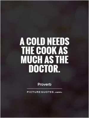 A cold needs the cook as much as the doctor Picture Quote #1