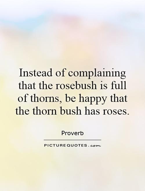 Instead of complaining that the rosebush is full of thorns, be happy that the thorn bush has roses Picture Quote #1