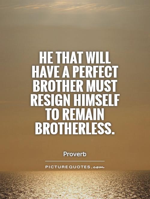 He that will have a perfect brother must resign himself to remain brotherless Picture Quote #1