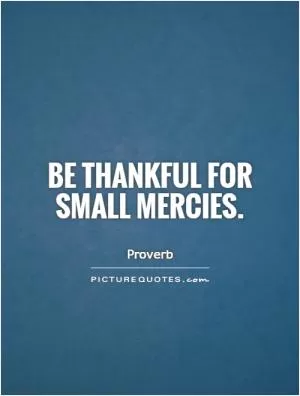 Be thankful for small mercies Picture Quote #1