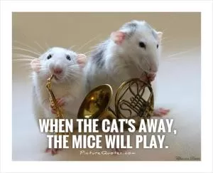 When the cat's away,  the mice will play Picture Quote #1