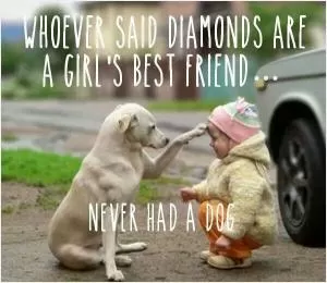 Whoever said diamonds are a girl's best friend never had a dog Picture Quote #1