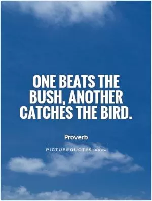 One beats the bush, another catches the bird Picture Quote #1