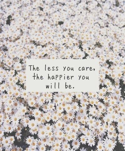 The less you care, the happier you will be Picture Quote #1