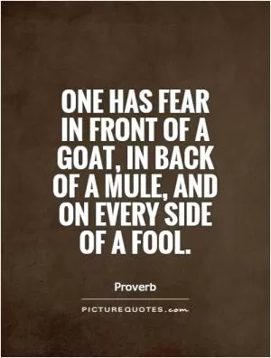 One has fear in front of a goat, in back of a mule, and on every side of a fool Picture Quote #1