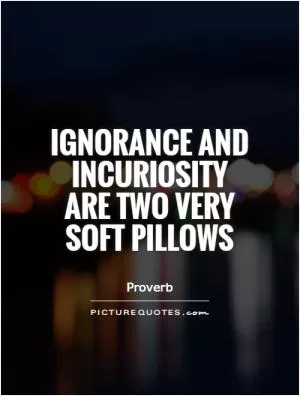 Ignorance and incuriosity are two very soft pillows Picture Quote #1