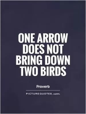 One arrow does not bring down two birds Picture Quote #1