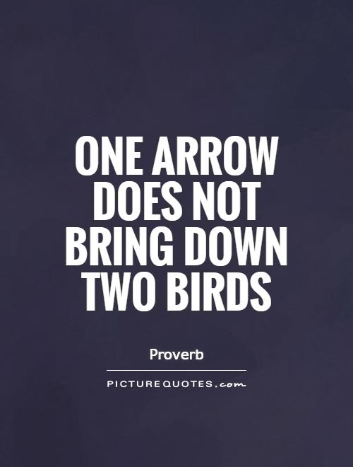 One arrow does not bring down two birds Picture Quote #1