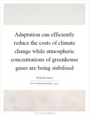 Adaptation can efficiently reduce the costs of climate change while atmospheric concentrations of greenhouse gases are being stabilised Picture Quote #1