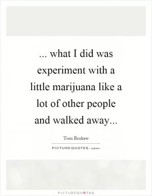 ... what I did was experiment with a little marijuana like a lot of other people and walked away Picture Quote #1