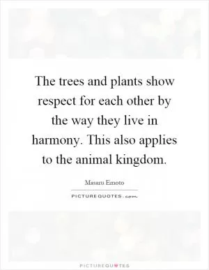 The trees and plants show respect for each other by the way they live in harmony. This also applies to the animal kingdom Picture Quote #1