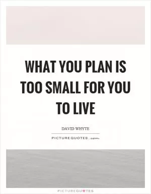 What you plan is too small for you to live Picture Quote #1