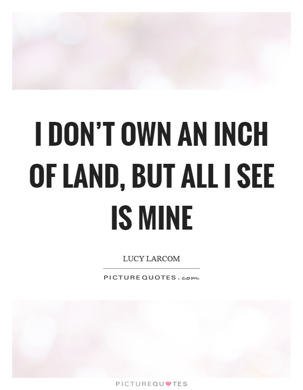 I don't own an inch of land, but all I see is mine Picture Quote #1