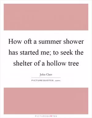 How oft a summer shower has started me; to seek the shelter of a hollow tree Picture Quote #1