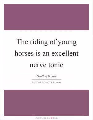 The riding of young horses is an excellent nerve tonic Picture Quote #1