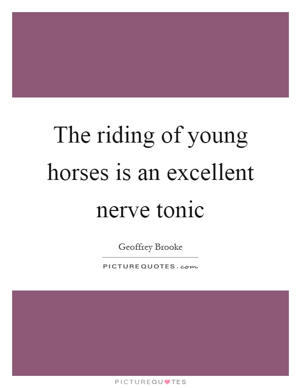 The riding of young horses is an excellent nerve tonic Picture Quote #1