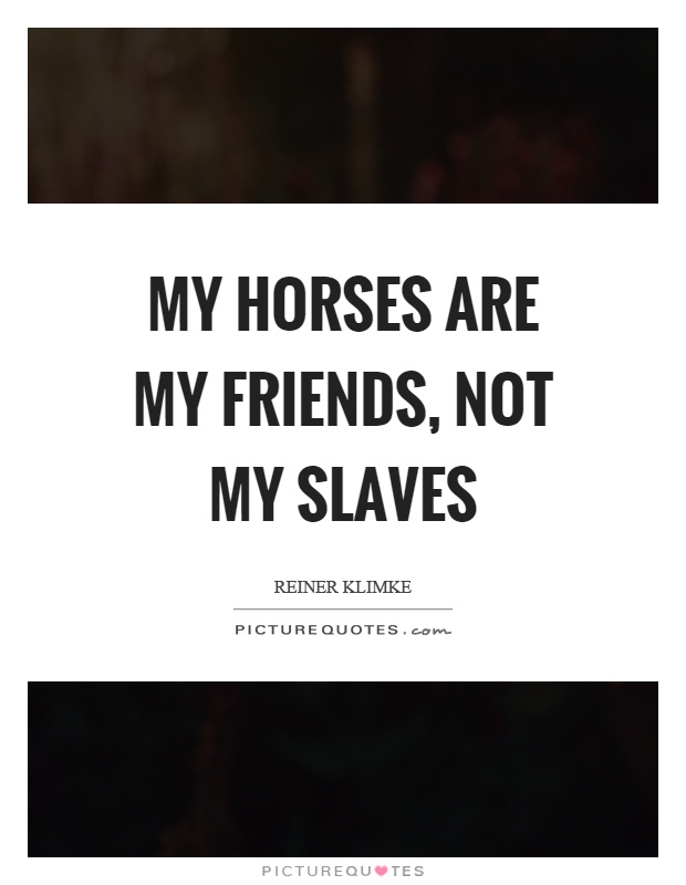 My horses are my friends, not my slaves Picture Quote #1