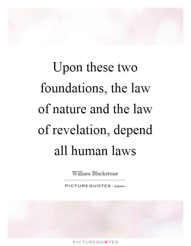 Upon these two foundations, the law of nature and the law of revelation, depend all human laws Picture Quote #1