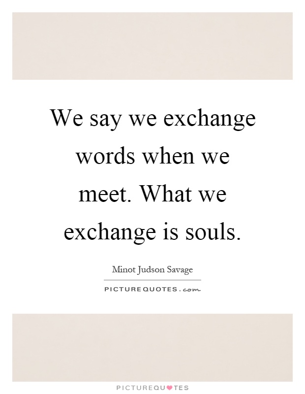 We say we exchange words when we meet. What we exchange is souls Picture Quote #1