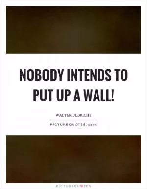 Nobody intends to put up a wall! Picture Quote #1