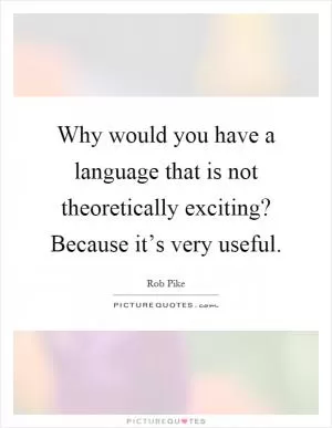 Why would you have a language that is not theoretically exciting? Because it’s very useful Picture Quote #1
